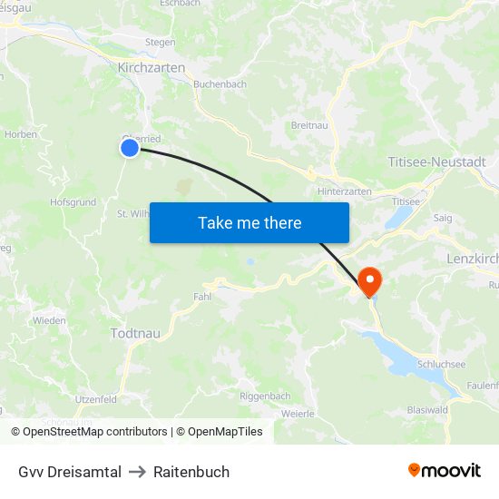 Gvv Dreisamtal to Raitenbuch map