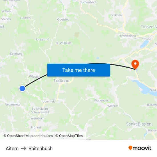 Aitern to Raitenbuch map