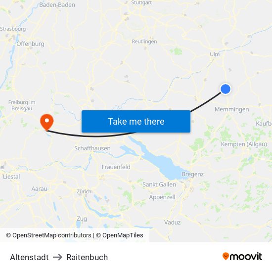 Altenstadt to Raitenbuch map