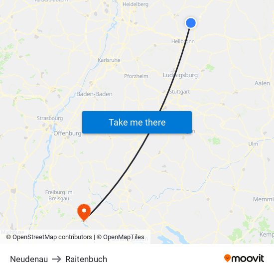 Neudenau to Raitenbuch map