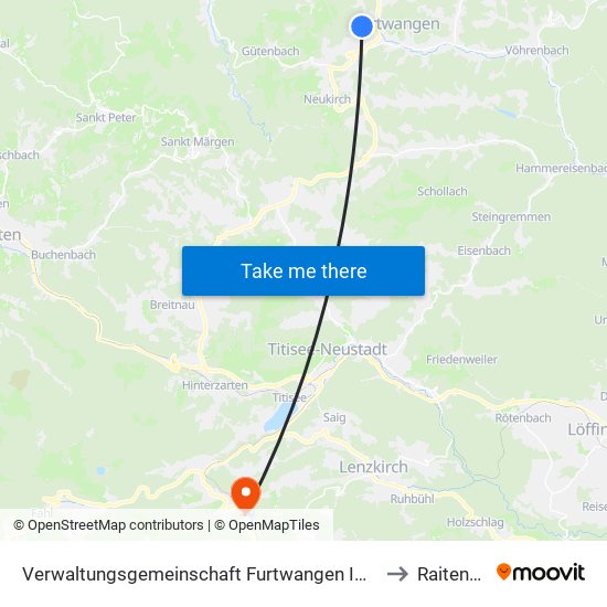 Verwaltungsgemeinschaft Furtwangen Im Schwarzwald to Raitenbuch map