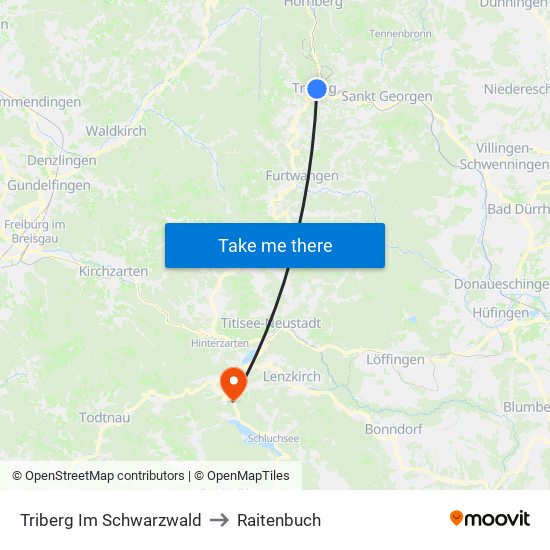 Triberg Im Schwarzwald to Raitenbuch map