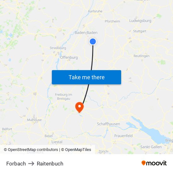 Forbach to Raitenbuch map