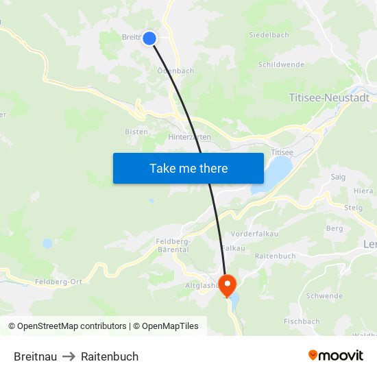 Breitnau to Raitenbuch map