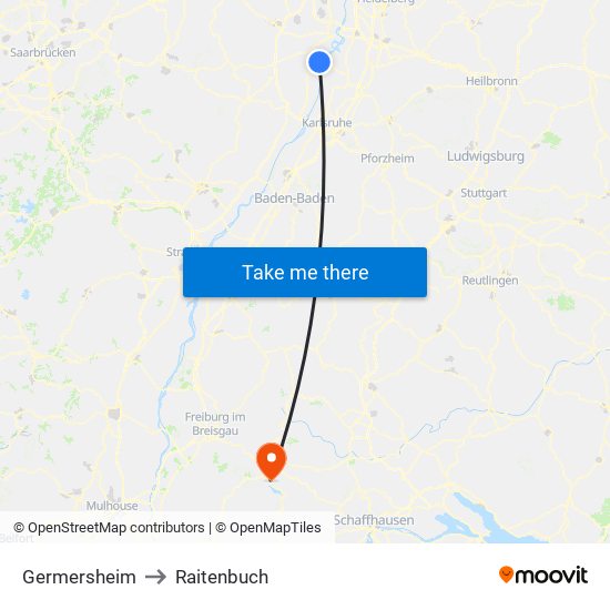 Germersheim to Raitenbuch map