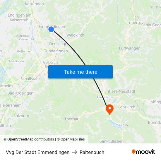 Vvg Der Stadt Emmendingen to Raitenbuch map