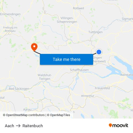 Aach to Raitenbuch map