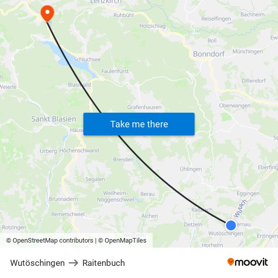 Wutöschingen to Raitenbuch map