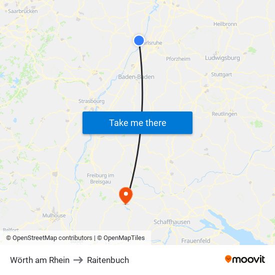 Wörth am Rhein to Raitenbuch map