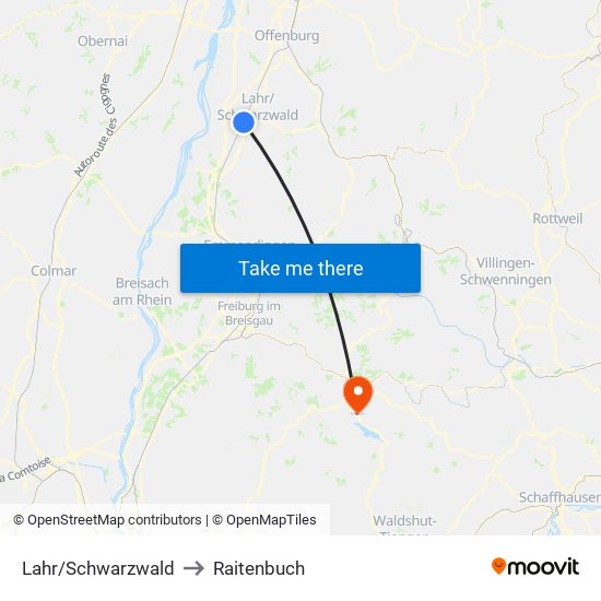 Lahr/Schwarzwald to Raitenbuch map