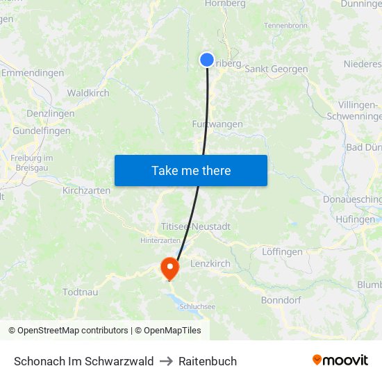 Schonach Im Schwarzwald to Raitenbuch map