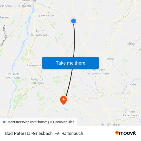 Bad Peterstal-Griesbach to Raitenbuch map