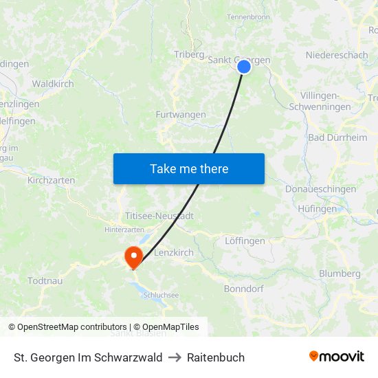 St. Georgen Im Schwarzwald to Raitenbuch map