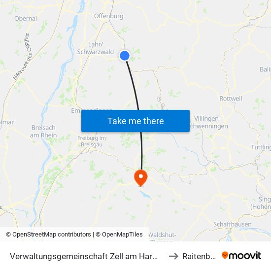 Verwaltungsgemeinschaft Zell am Harmersbach to Raitenbuch map