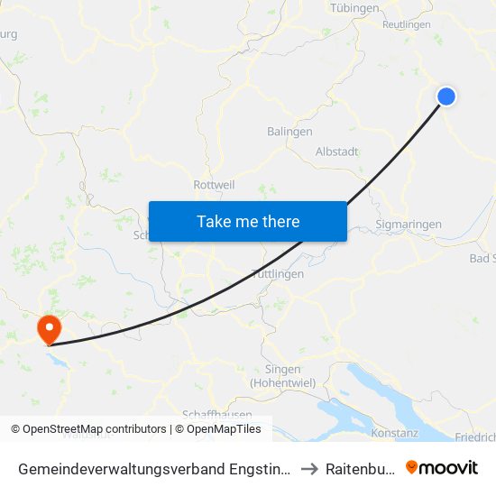 Gemeindeverwaltungsverband Engstingen to Raitenbuch map