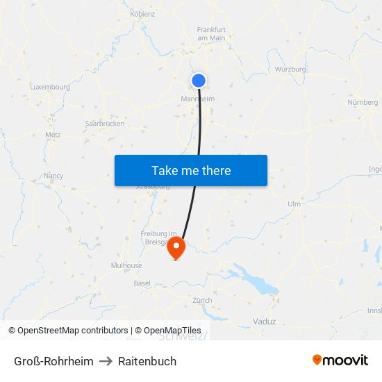 Groß-Rohrheim to Raitenbuch map