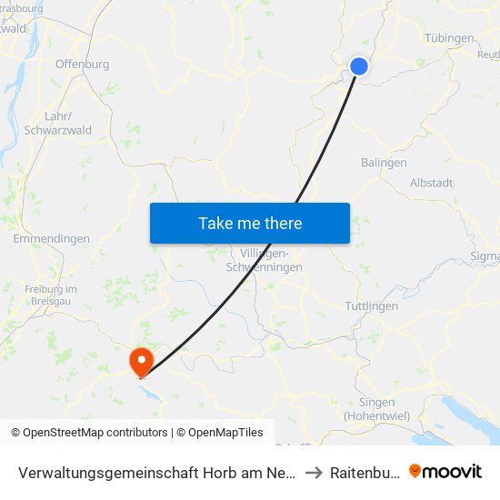 Verwaltungsgemeinschaft Horb am Neckar to Raitenbuch map