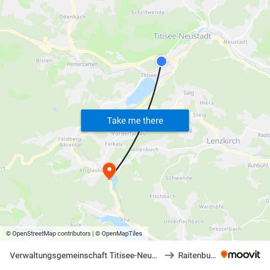 Verwaltungsgemeinschaft Titisee-Neustadt to Raitenbuch map