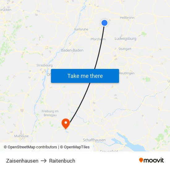 Zaisenhausen to Raitenbuch map