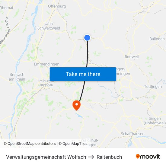 Verwaltungsgemeinschaft Wolfach to Raitenbuch map