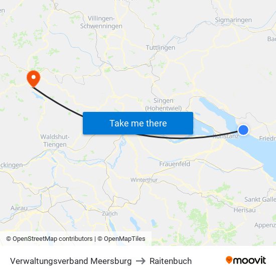 Verwaltungsverband Meersburg to Raitenbuch map