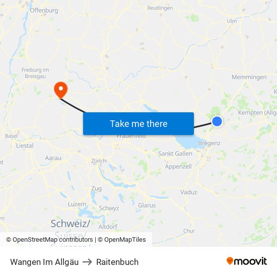 Wangen Im Allgäu to Raitenbuch map