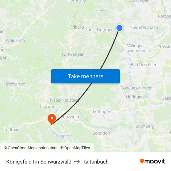 Königsfeld Im Schwarzwald to Raitenbuch map