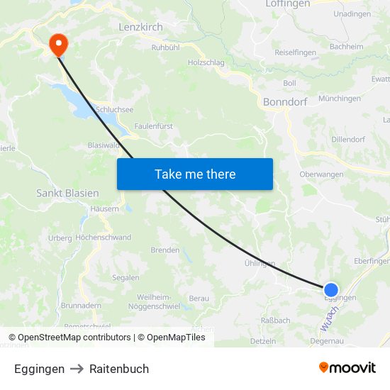 Eggingen to Raitenbuch map
