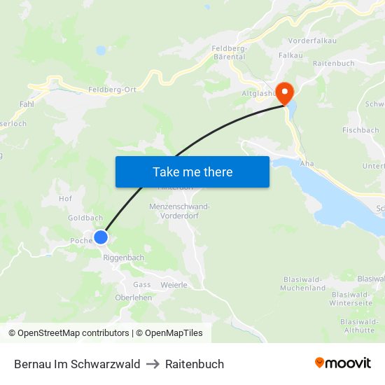 Bernau Im Schwarzwald to Raitenbuch map