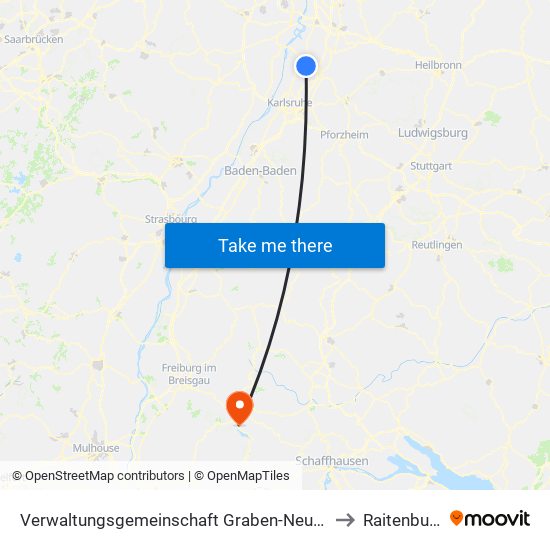 Verwaltungsgemeinschaft Graben-Neudorf to Raitenbuch map