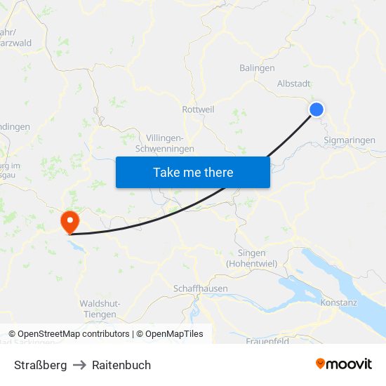 Straßberg to Raitenbuch map