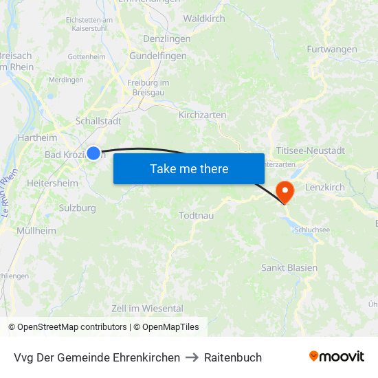 Vvg Der Gemeinde Ehrenkirchen to Raitenbuch map