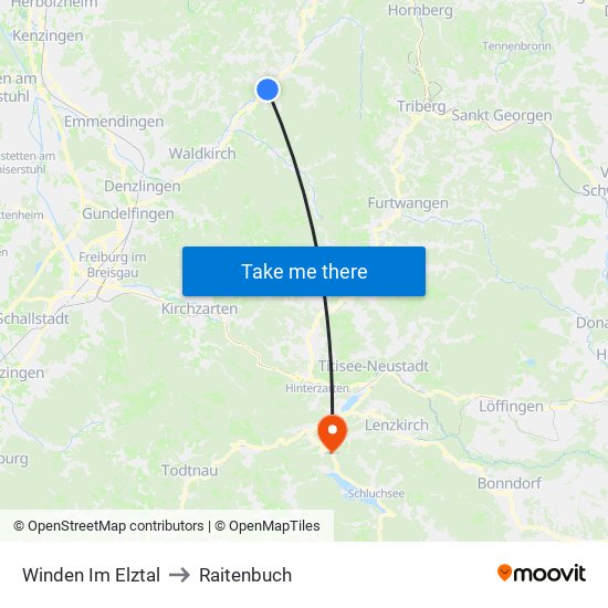 Winden Im Elztal to Raitenbuch map