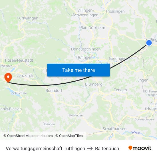 Verwaltungsgemeinschaft Tuttlingen to Raitenbuch map