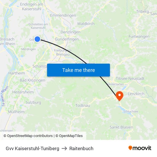 Gvv Kaiserstuhl-Tuniberg to Raitenbuch map