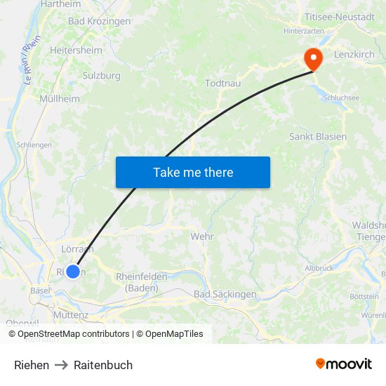 Riehen to Raitenbuch map