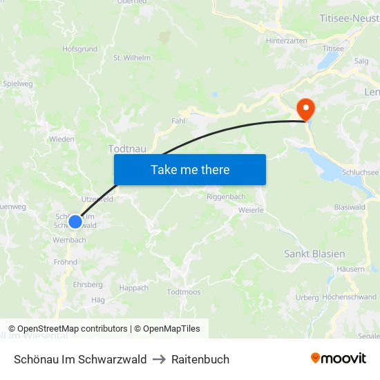 Schönau Im Schwarzwald to Raitenbuch map