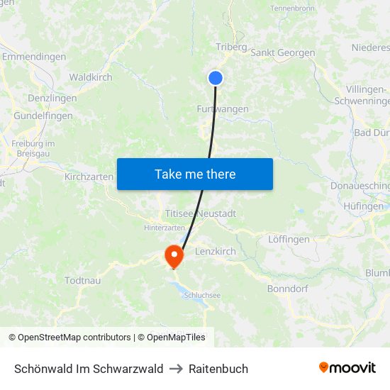 Schönwald Im Schwarzwald to Raitenbuch map