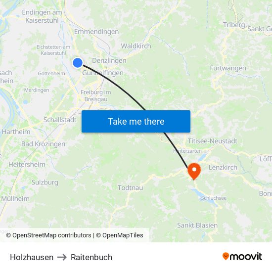 Holzhausen to Raitenbuch map