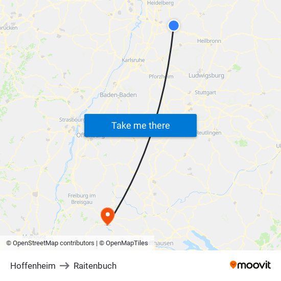 Hoffenheim to Raitenbuch map