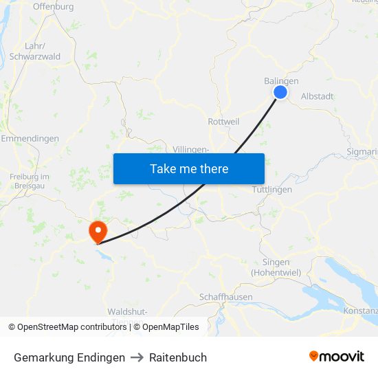 Gemarkung Endingen to Raitenbuch map