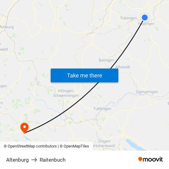 Altenburg to Raitenbuch map