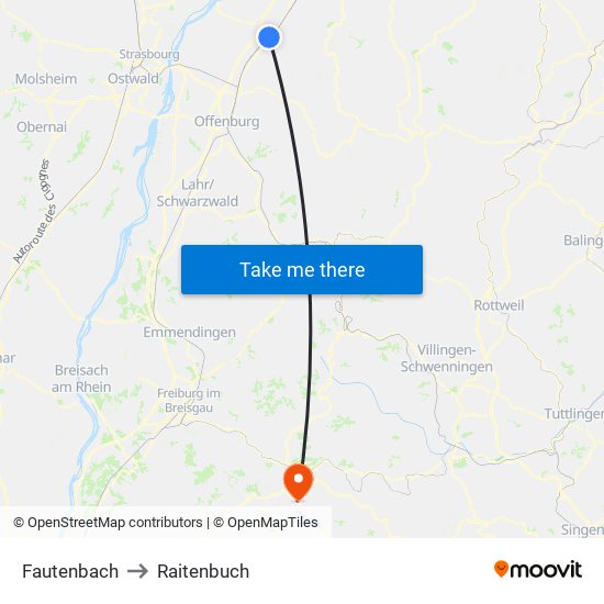 Fautenbach to Raitenbuch map