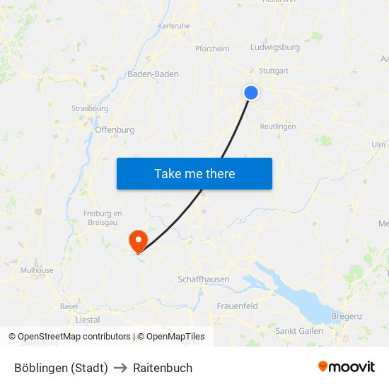 Böblingen (Stadt) to Raitenbuch map