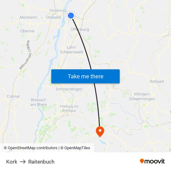 Kork to Raitenbuch map