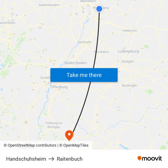 Handschuhsheim to Raitenbuch map