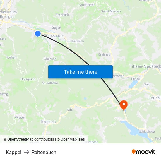 Kappel to Raitenbuch map
