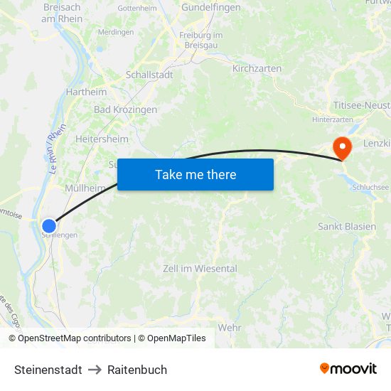 Steinenstadt to Raitenbuch map