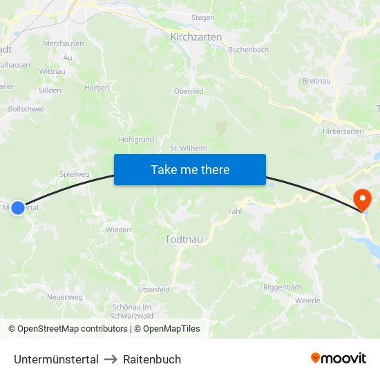 Untermünstertal to Raitenbuch map