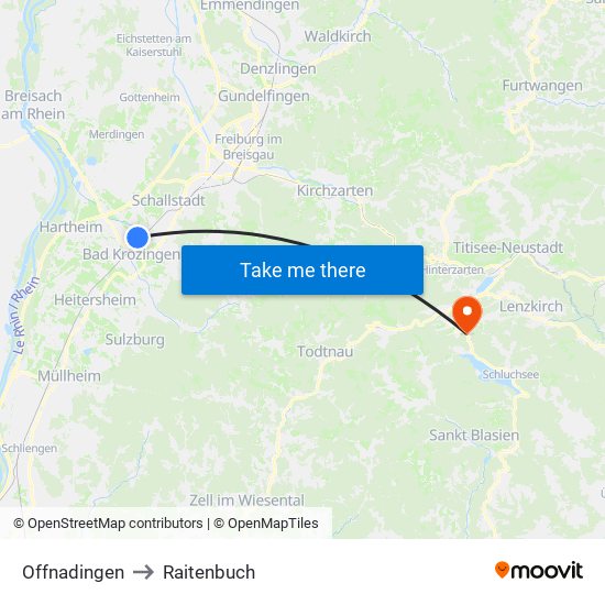 Offnadingen to Raitenbuch map